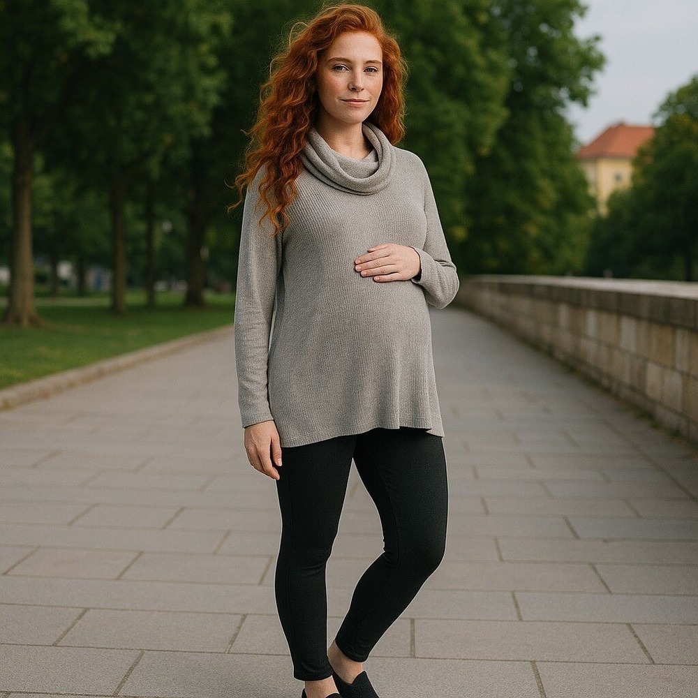 A Pea In The Pod Maternity Cowl Neck Ribbed Sweaters Size M Gray Pullover